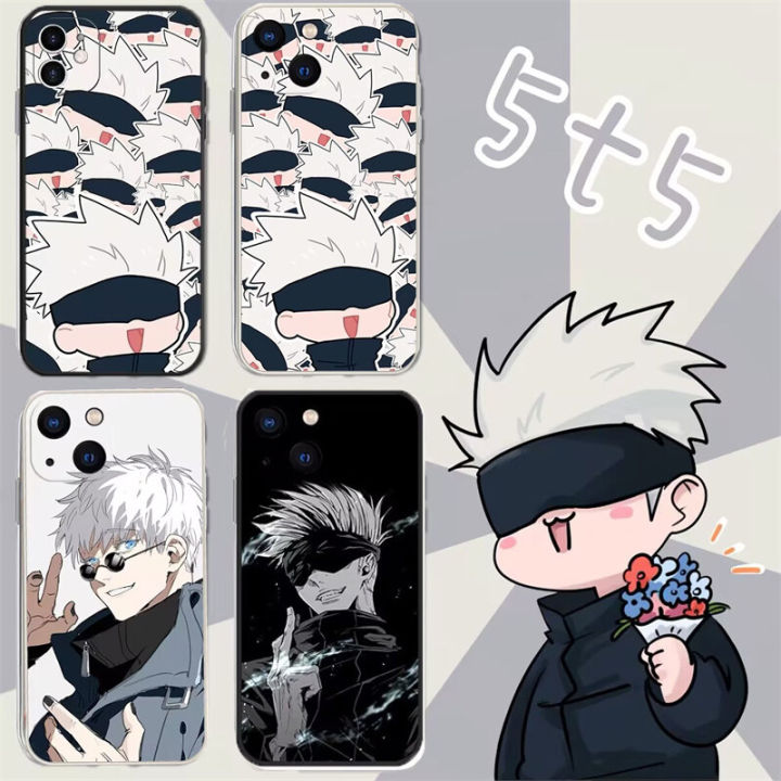Phone Case For IPhone 14 15 13 12 11 Pro Max Mini X Xr Xs Max 7 8 6 6s Plus Back Cover Cartoon Cute Japan Jujutsu Kaisen Gojo Satoru Cool Couple Fashion Camera Protective Silicone Shockproof Cover Soft