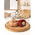 Birthday Cake Tray Wooden Display Stand Rotating Transparent Cake Cover with Lid Glass Cover Trial Dessert Dessert Plate. 