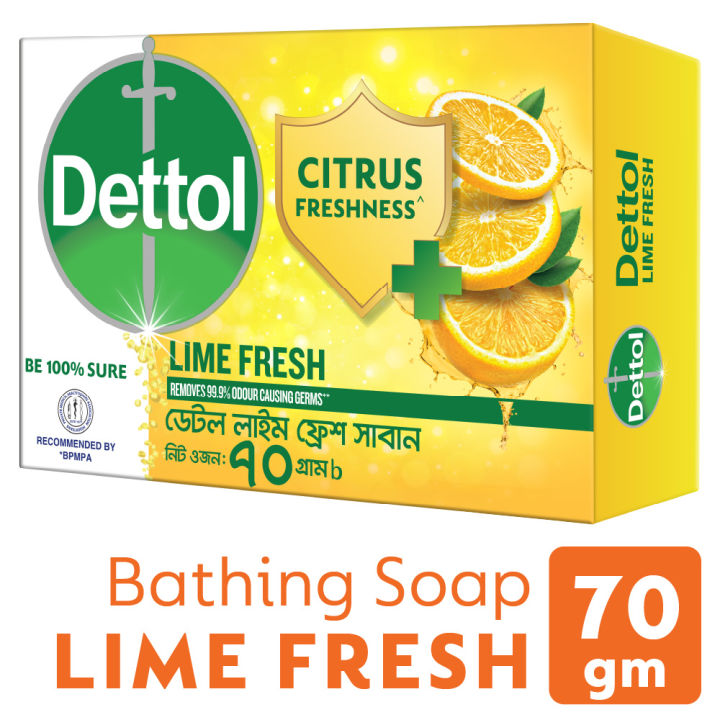 Dettol Soap Citrus Fresh 70gm Bathing Bar, Soap with Odour Protection