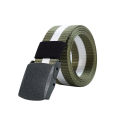 Men's Striped Canvas Belt with Lightweight Nylon and Hard Plastic Buckle – 120cm Outdoor Sports and Leisure Belt.. 
