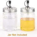 6PCS Stainless Steel 70mm Regular Mouth Mason Jar Pour Spout Lids with Plastic Caps for Olive Oil Cocktail Dispenser. 