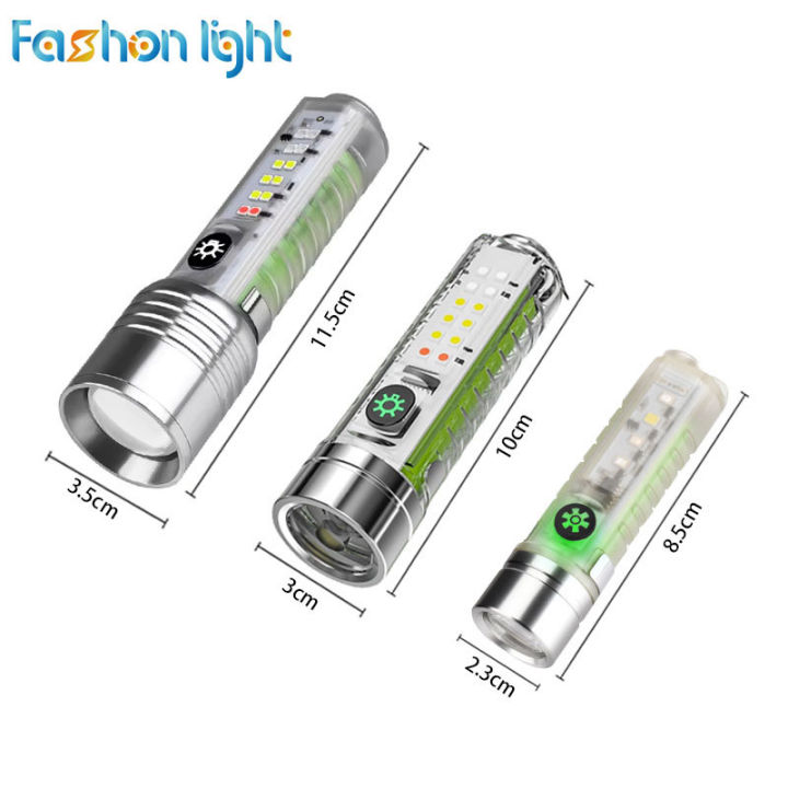 White Laser Flashlight TyPE-C Multifunctional Red & Blue Flashing Fluorescent Mini 520A Flashlight