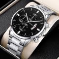 GENEVA Brand Men Quartz Watch Men's Waterproof Steel Band Calendar Business Wacthes for Men Gift Relo. 
