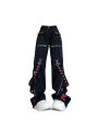 Women Black Gothic Baggy Cargo Jeans Harajuku Vintage Y2k Denim Trousers Cowboy Pants 90s Aesthetic Trashy Emo 2000s Clothes New. 