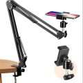 Overhead Video Stand Phone Holder Articulating Arm Phone Mount Table Top ChromLives Scissor Boom Arm Articulating Phone Stand Tablet Phone Holder for Streaming Phone Baking Crafting. 