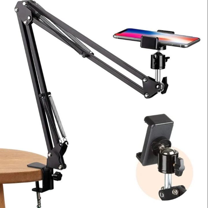 Overhead Video Stand Phone Holder Articulating Arm Phone Mount Table Top ChromLives Scissor Boom Arm Articulating Phone Stand Tablet Phone Holder for Streaming Phone Baking Crafting