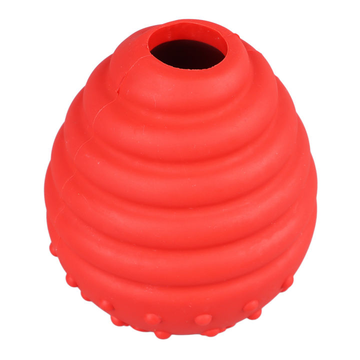 Pet Treat Ball Toy Bite Resistant Interactive Rubber Pet Food Dispensing Puzzle Ball for Cats Dogs Red