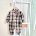 【original】 Fashion Plaid Baby Boy Bodysuit Long Sleeves Newborn Baby Clothing Cotton Infant Bodysuit for Boys 59cm（0-6m）. 