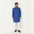 Masculine Royal Blue Semi Fit Jacquard Panjabi For Men. 