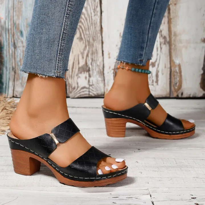 2024%20Women%20Summer%20New%20Simple%20Solid%20Color%20Square%20Root%20Anti-Slip%20Sandals%20Daily%20Casual%20Vacation%20Beach%20Flip%20Flop%20Zapatos%20De%20Mujer%20-%20Image%203
