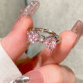 Y2K Girls Princess Pink Bowknot Zircon Ring for Female Delicate Sweet Girl Zircon Ring Birthday Party Jewelry Accessories.