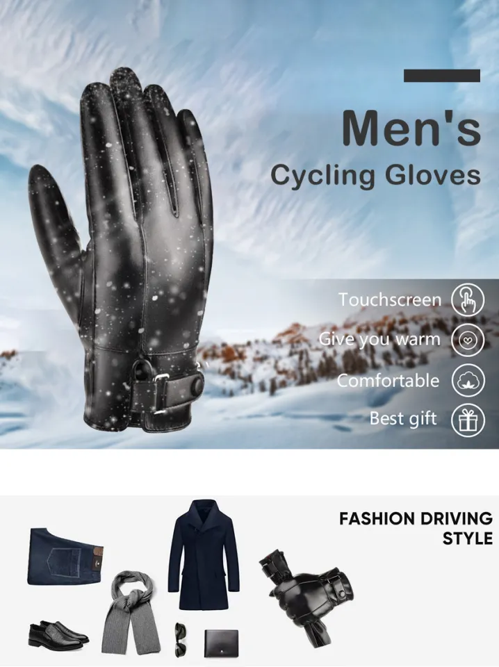 LouisWill Men's Cycling Gloves Winter Warm Fashion Waterproof