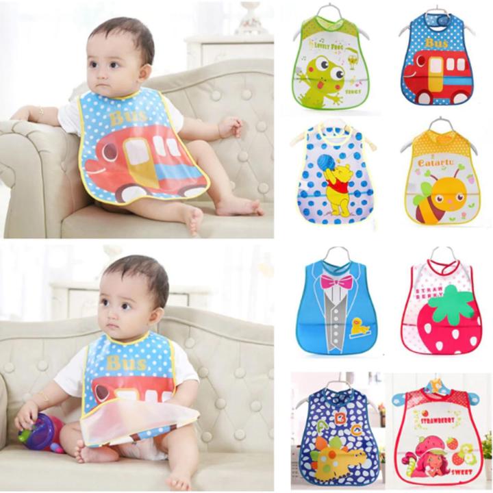 Cartoon Faced Plastic Waterproof Bibs For Baby