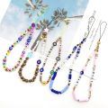 Fashion Blue Evil Eye Phone Chain Acrylic Beads Mobile Phone Pendant Colorful Soft Polymer Clay Mobile Phone Strap Charm Jewelry.