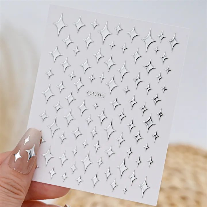5pcs%203D%20Ranbom%20Mix%20Shape%20Silver%20Nail%20Nail%20Art%20Decoration%20Stickers%20Luxury%20Kawaii%20Star%20Series%20Sliders%20Decals%20Nail%20Accessories%20DIY%20-%20Image%202