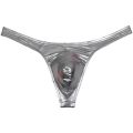 Men Oil Shiny Thong Leather Panties Like T-back Underwear Male Stretchy G-string Solid Mini Bikini Thong Bulge Pouch Pants.