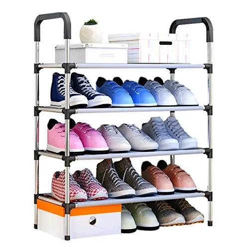 4 Tier Shoe Rack Stand Heavy Duty Metal Shoe Tower Storage Organizer ...