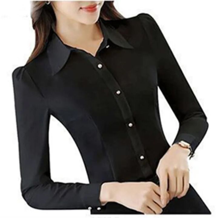 Fashion%20Korean%20Slim%20Red%20Office%20Shirt%20Autumn%20Women%20Lapel%20Long%20Sleeve%20Single%20Breasted%20Working%20Clothes%20Blusas%20Elegant%20Ma'am%20Top%202XL%20-%20Image%204
