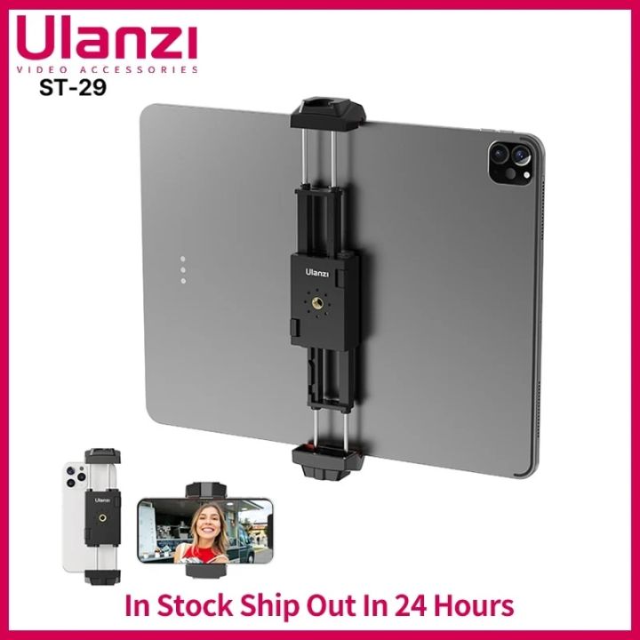 Ulanzi ST-29 Universal Tablet Tripod Mount Stand Phone Holder w Cold Shoe For iPhone iPad Air Pro Horizontal Vertical