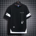 Fake Two-Piece Men 'S Short SleeveTT-shirt Fashion Summer Leisure Men's Half-Sleeve T-shirt Ice Silk Quick-Drying Five Points Half-Sleeved Clothes.