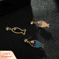 3Pcs/Set Bohemian Hollow Fish Rhinestone Charm Stud Earrings Women Jewelry Gift. 