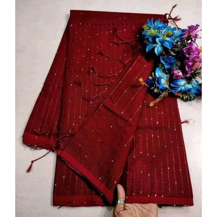 Maroon%20Colour%20Half%20Silk%20Tangail%20Tat%20Chumki%20Saree%20For%20Women%20No%20Blouse%20Piece%20-%20Sari%20-%20Saree%20-%20%E0%A6%B6%E0%A6%BE%E0%A7%9C%E0%A6%BF%20-%20Image%202