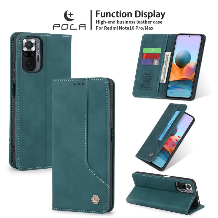 Case For Xiaomi Redmi Note 10 Pro/Note 10 Pro Max Phone Case Premium Retro Leather Magnetic Card Wallet Holder Case Shockproof TPU Inner Flip Stand Cover
