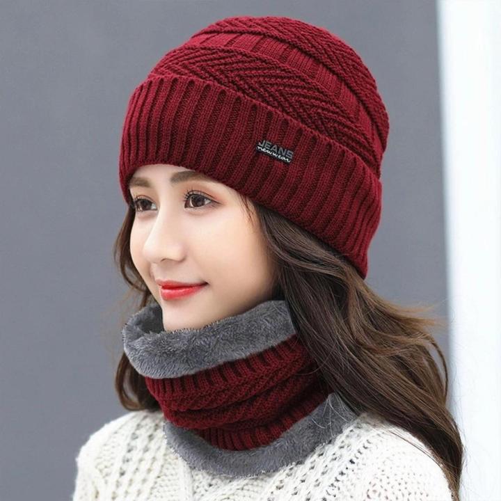 Women's Knitted Hat Scarf Caps,Winter Warm Neck Gaiter Face