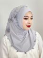 Muslim Beaded Hijab Adult Solid Color Hat Soft Hat with Flowers Female Hijab Shawl Wrap Buni Amira Style Arab Hijab Turkey. 
