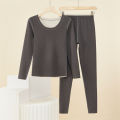 Thermal underwear ladies suit, wool silk thickened round neck cation autumn coat autumn pants base integrated winter pajamas. 