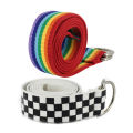 Cloth Belt Colorful Stripe Design Metal Double Ring Buckle. 