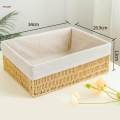 Woven Basket Storage Bread Basket Handwoven Cosmetics Storage Box Decorative Basket for 34x26.5x13cm.