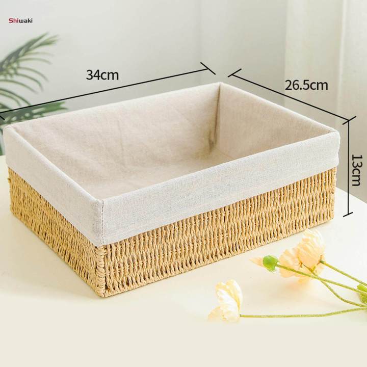 Woven%20Basket%20Storage%20Bread%20Basket%20Handwoven%20Cosmetics%20Storage%20Box%20Decorative%20Basket%20for%2034x26.5x13cm%20-%20Image%202
