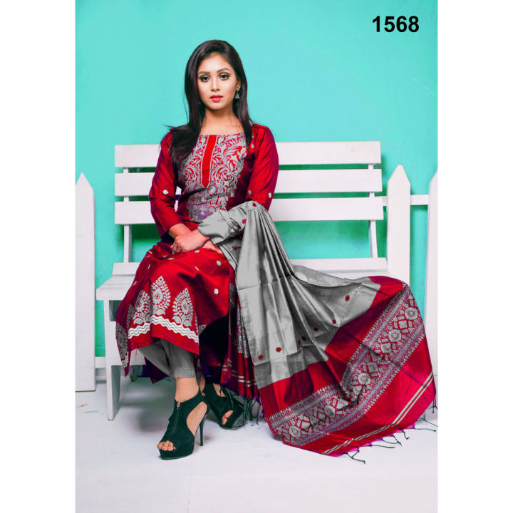 Letest Exclushive Collection Cotton Printed Three Piece [3PC], Kameez,Orna,Salower