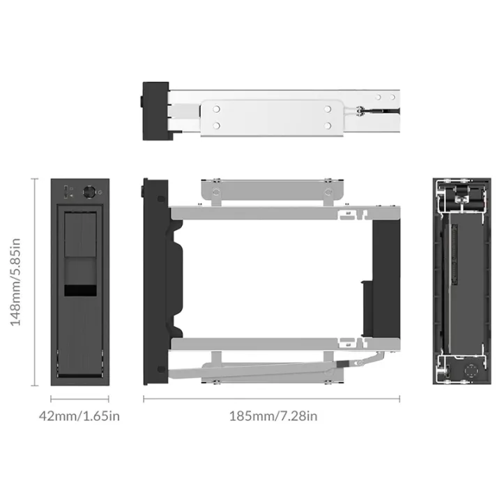 2X%201106SS%205.25%20Trayless%20Hot%20Swap%20Mobile%20Rack%20CD-ROM%203.5%20Inch%20Internal%20SATA%20Hard%20Drive%20SSD%20Adapter%20-%20Black%20-%20Image%202