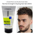 150 ml Loreal Paris Normal Strength Invisible Hold 6 hair gel International Belgium product used for male.