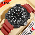 OFNS Waterproof Watch Silicone Fashionable Watch Minimalist Waterproof Electronic Quartz Men Watch NS1301-3. 