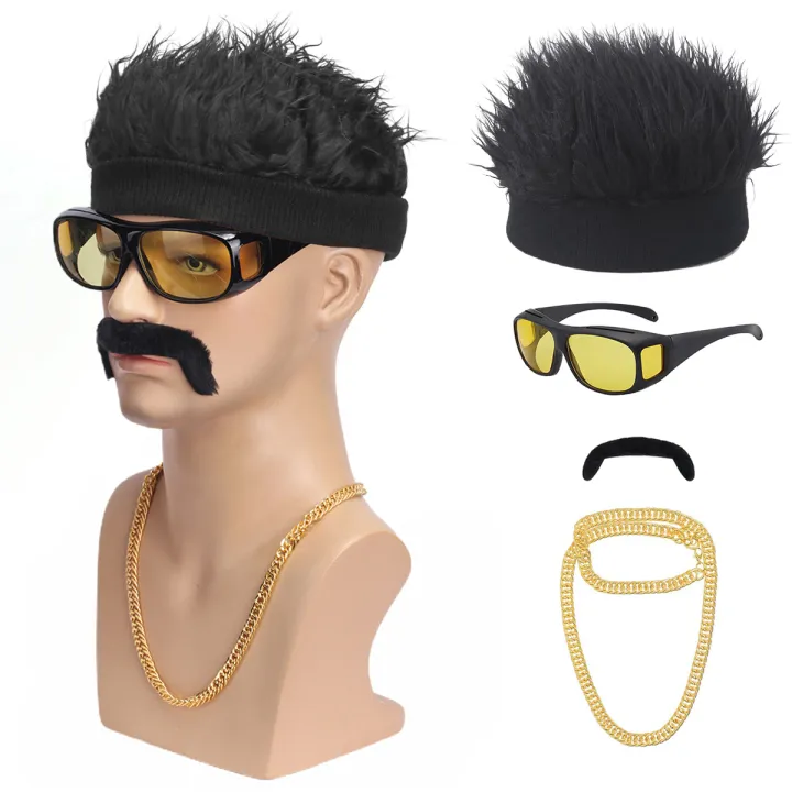 Men's%20innovative%20sunshade%20hat%20with%20pointed%20hat%20wig+necklace+beard+glasses%20adjustable%20baseball%20cap%20golf%20hat%20wig%20suitable%20for%20spor%20-%20Image%207
