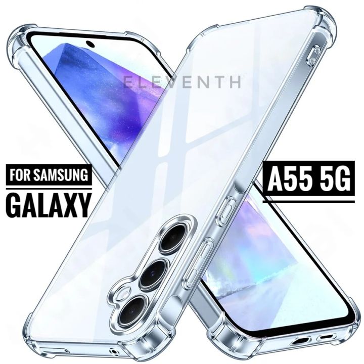 For Samsung Galaxy A55 5G Silicone Airbag cover Shockproof Transparent Protective Clear Back Cover TPU Case