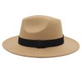 Classic Black Ribbon Women Fedora Hats Autumn Winter Gentleman Jazz Felt Hat For Men Retro Church Lady Flat Wide Brim Dress Hat. 