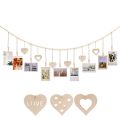 Tassel Cotton Rope Wall Hanging Picture Frame Wooden Hanging Photo Display Rack Picture Organizer with Clip Home Decor.