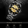 TEVISE T9005A Automatic Skeleton Diamond Scale Luminous Men Mechanical Watch - Silver. 