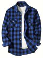 Happy Night Men's Shirts Button-Up Classic Plaid Smart Casual Flannel Shirt Long Sleeved Chest Two Pockets Design Spring Autumn Men Tops. 