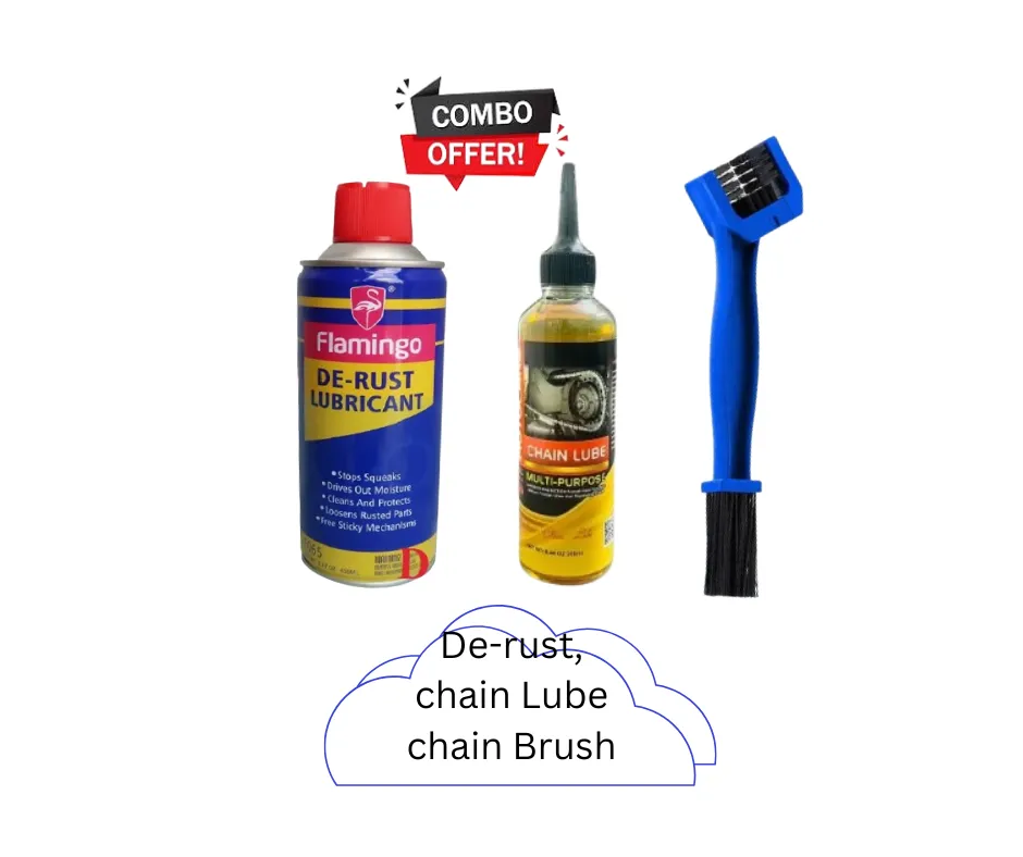 Motocare chain lube, De-rust, chain Brush combo for Bike Daraz