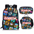 3D New Product Roblox Student School Bag, Lunch Bag, Pencil Case, Roblox Printed Backpack, Three-Piece Set, One Piece Dropshipping. 