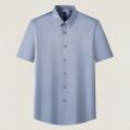 Casual Short Sleeve Shirts for Men 5XL Stretch Solid Color Soft Half Sleeve Men Shirt Business Regular Fit Without Front Pocket. 