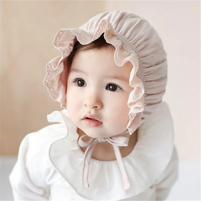 New Soft Cotton Baby Girl Hat Lace Princess Newborn Infant Baby Hat Cap Spring Girls Summer Sun Hats photography props Daraz .bd