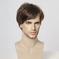 Bob Pixie Cut Wig for Men Light Brown Short Straight Synthetic Layered Wig with Bangs Natural Looking Hair for Cosplay Daily. 