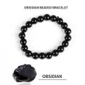 Obsidian bracelet elastic natural stone, ball.
