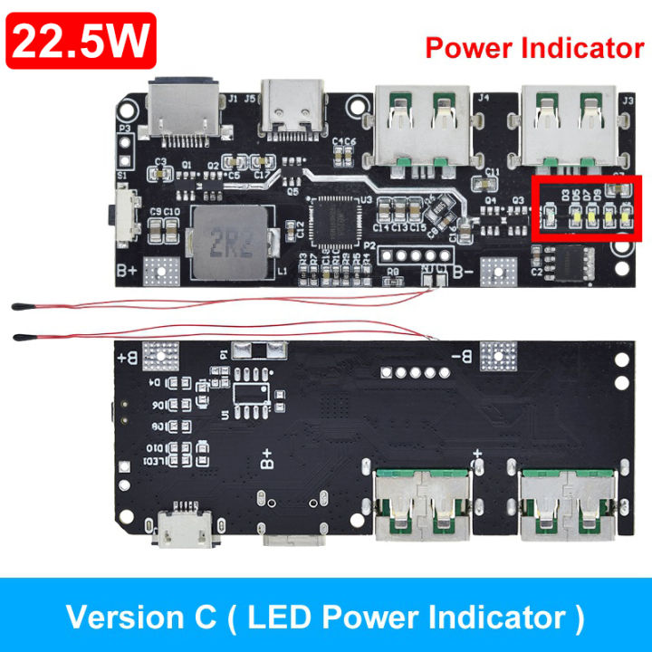 Qc4.0%20Qc3.0%20Led%20Dual%20Usb%20Pd%20Fast%20Charge%205a%20100w%20/type-C%20Usb%20Mobile%20Power%20Bank%2018650%20Charging%20Module%20Temperature%20Protection%20-%20Image%204